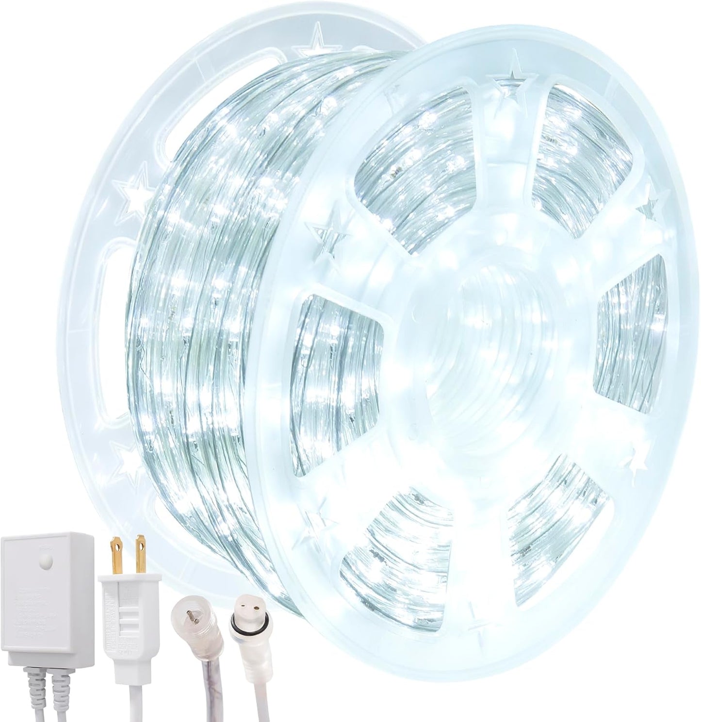 Waterproof LED Rope Lights, Connectable & Flexible with 8 Modes, Outdoor Lighting for Deck, Garden, Pool, Patio & Christmas Decor (White, 100ft)