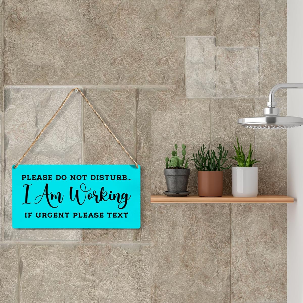 Front Door Please Do Not Disturb Sign, I Am Working f Urgent Please Text Signs, Wall Art Wooden Hanging Plaque 12 x 6 Inch, For Front Door Home Porch Entrance Decoration