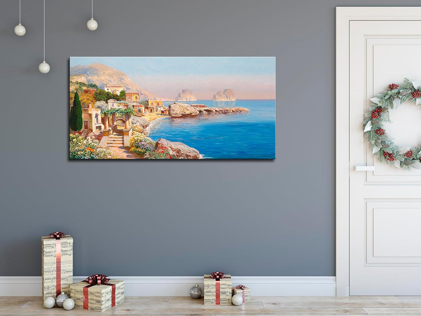 msspart Vintage Mediterranean Landscape by Gottfried Arnegger Canvas Wall Art Farmhouse Country Painting Picture Nature Artwork Poster Decor for Bedroom Living Room Office 20"x40"