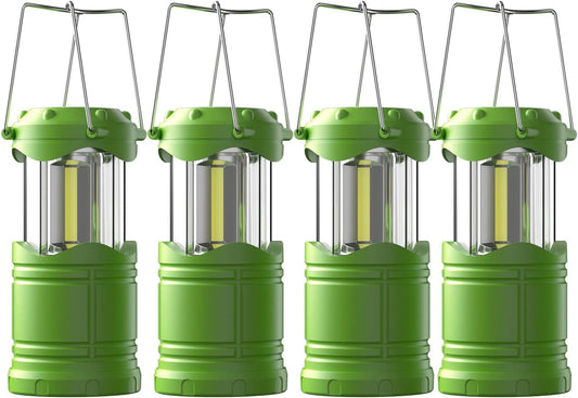 Lichamp LED Camping Lantern, 4 Pack Battery Powered Flashlight for Power Outages, Portable Collapsible Hanging Light Essential for Home, Outdoor, Emergency Lamp Survival Kit Gear for Hurricane, Green