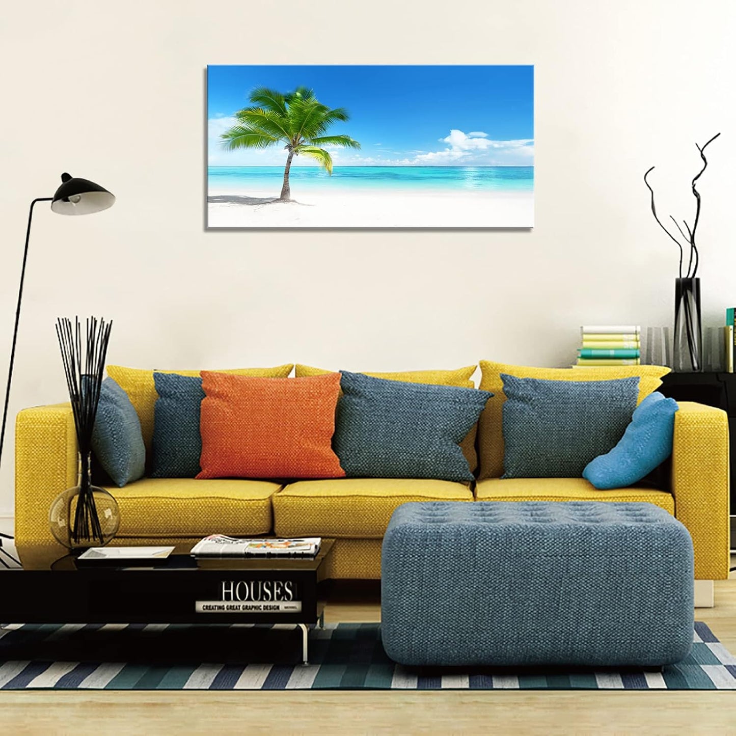 YYYYHPP YP0850 Canvas Wall Art Palm On The Beach Nature Picture Painting Beach Seascape Wall Art Prints For Bathroom Living Room Bedroom Kitchen Home and Office Wall Decor