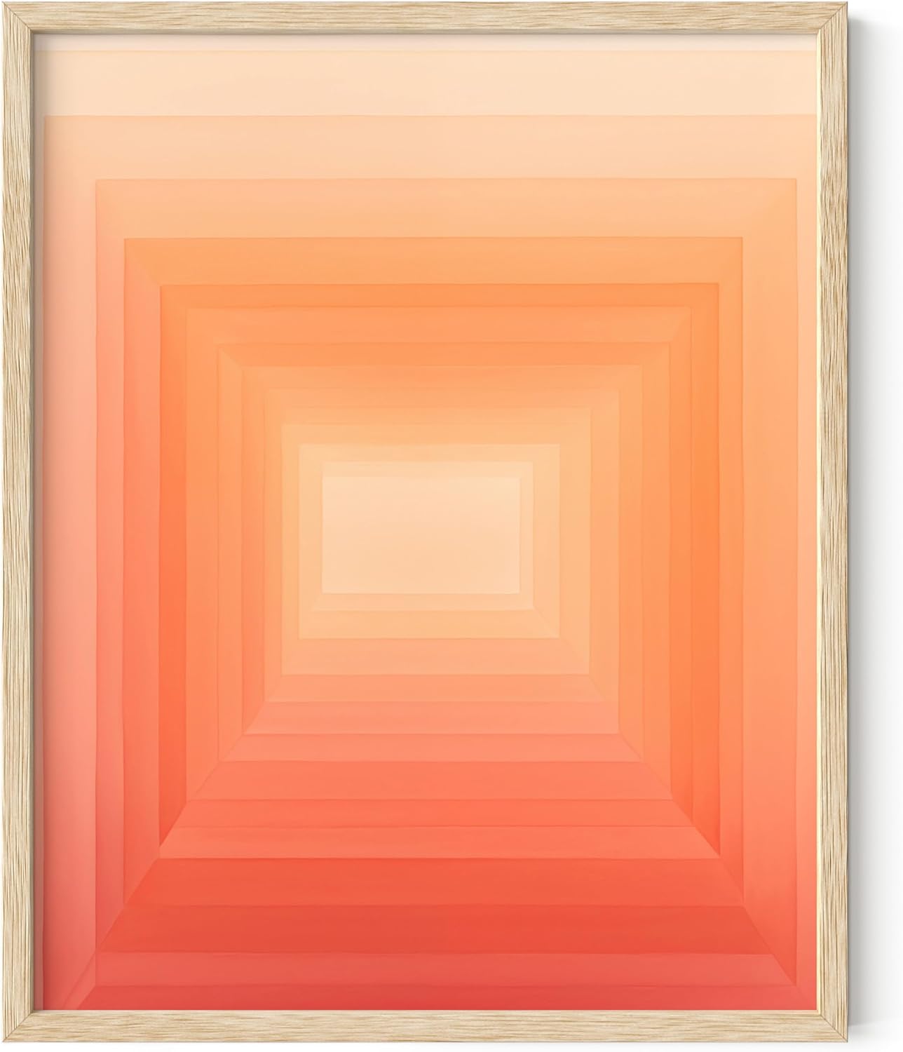 HAUS AND HUES Colorful Abstract Wall Art - Minimalist Retro Picture for Living Room Decor, Red and Pink Modern Wall Art Painting (Pink Geometric 2, Beige Frame, 16x20)