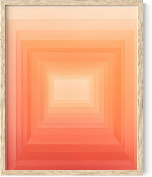 HAUS AND HUES Colorful Abstract Wall Art - Minimalist Retro Picture for Living Room Decor, Red and Pink Modern Wall Art Painting (Pink Geometric 2, Beige Frame, 16x20)