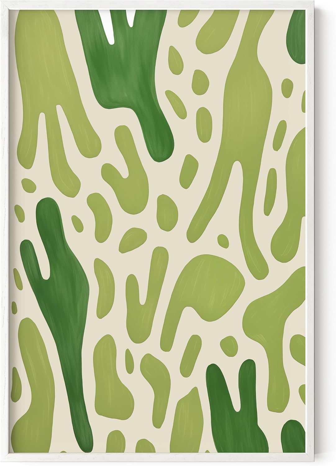 HAUS AND HUES Modern Abstract Wall Art - Blue and Green Living Room Art, Modern Artwork for Walls, Minimalist Picture for Living Room(Green Pattern, White Frame, 24x36)