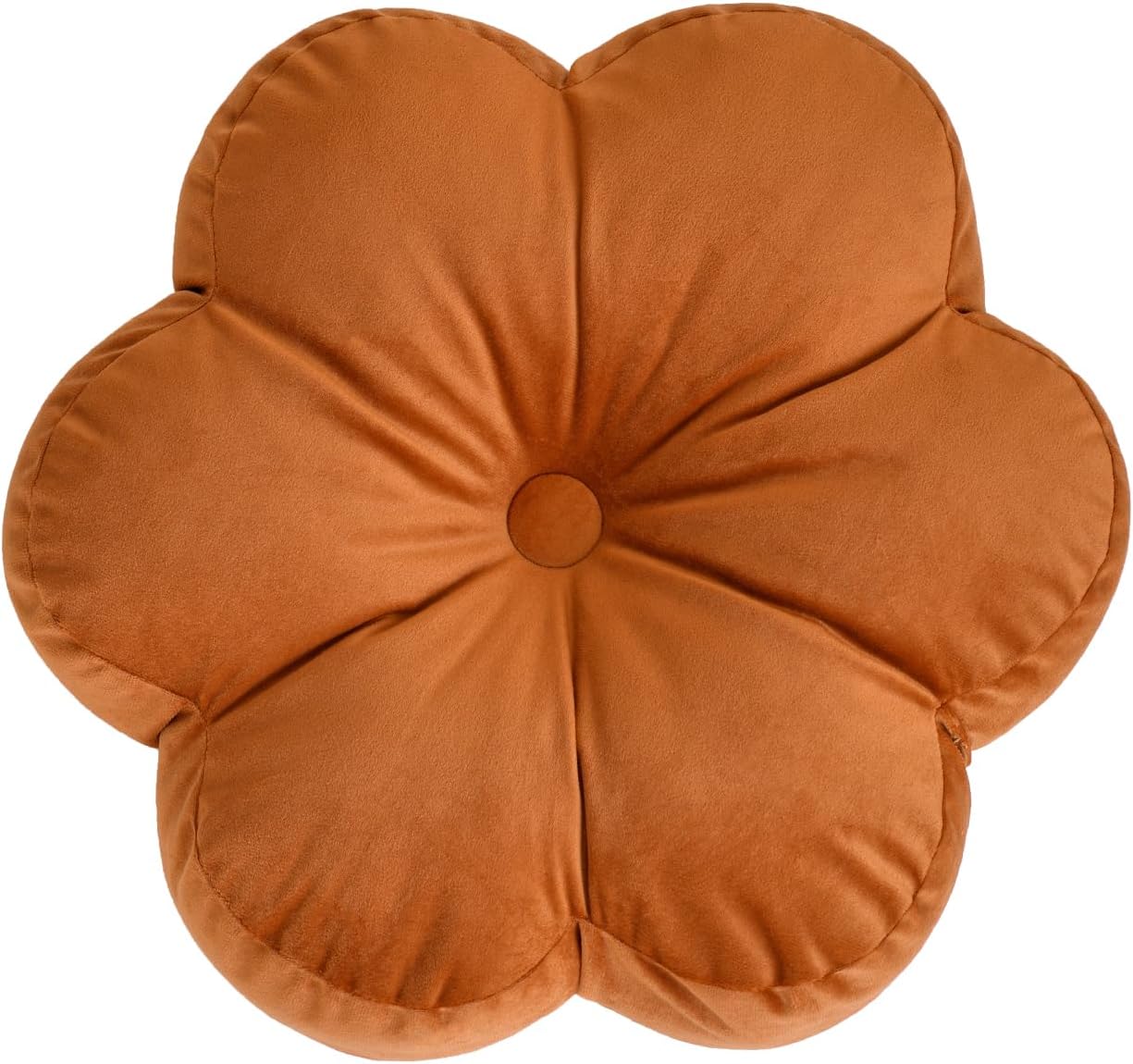 Xuyier Flower Pillow, Flower Shaped Pillow with Velvet for Couch Bed Chair Sofa, Home Decor Floor Seating Cushion Cute Throw Pillows for Living Room Bedroom (15 Inches, Caramel)