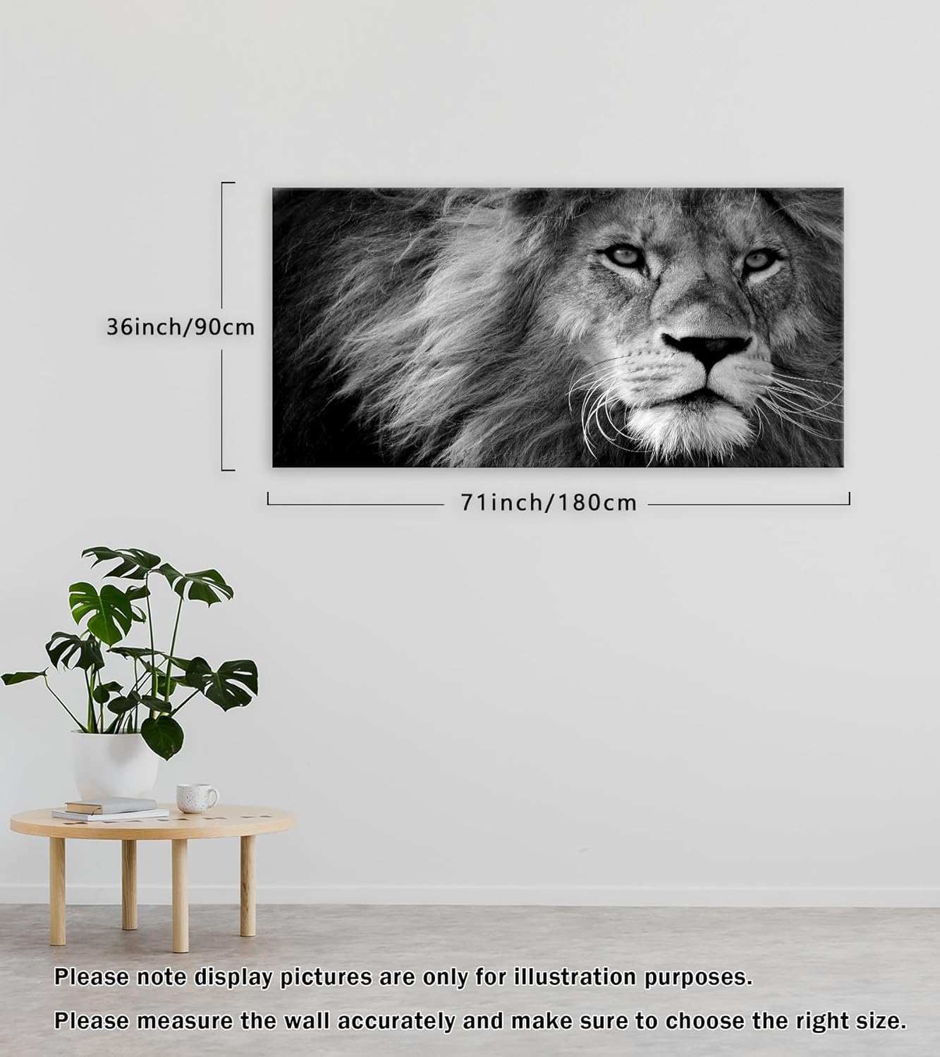 Baisuart D0198 Modern Giclee Canvas Prints Wall Art Stretched Artwork Black and White Lion Pictures to Photo Paintings on Canvas Wall Art for Bedroom Living Room Home Decorations Office Wall Décor