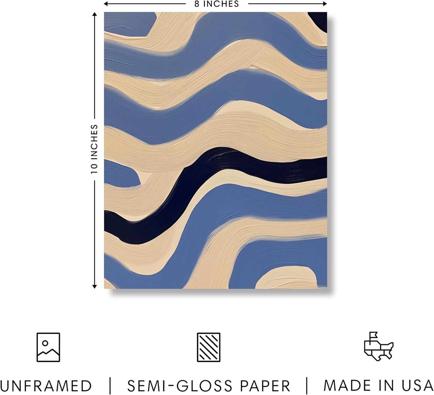 HAUS AND HUES Modern Abstract Wall Art - Blue and Green Living Room Art, Modern Artwork for Walls, Minimalist Picture for Living Room(Blue Abstract Pattern 4, Unframed, 8x10)