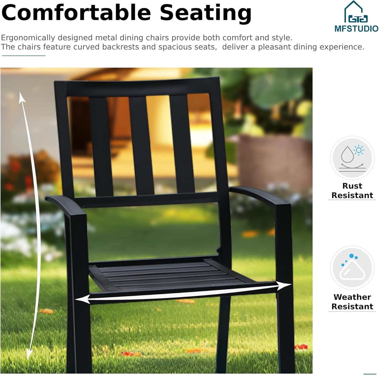 MFSTUDIO Outdoor Dining Set for 8, Expandable Patio Table and Chairs Set, 9 Piece Metal Patio Furniture Set, Patio Dining Set for Deck Backyard Poolside Garden