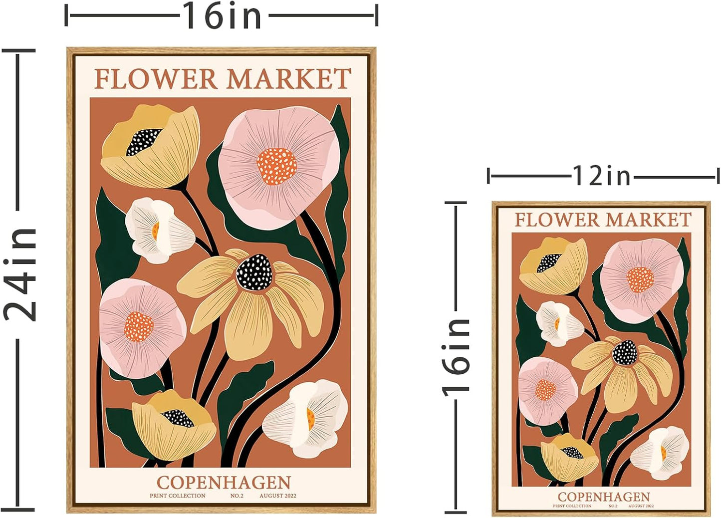 Zzuyi Framed Flower Market Wall Art,Anthropologie art,Botanical Flower wall art for Living Room Bedroom Decoration-12 x 16"
