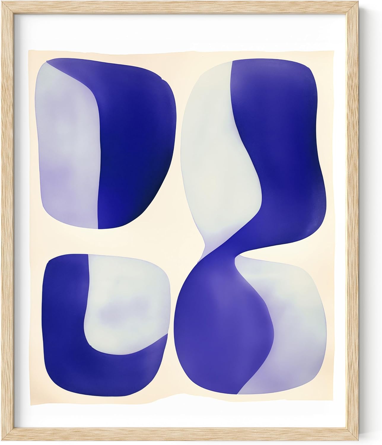 HAUS AND HUES Blue Tribal Shapes 2 Art Print with Natural Oak Frame 8x10