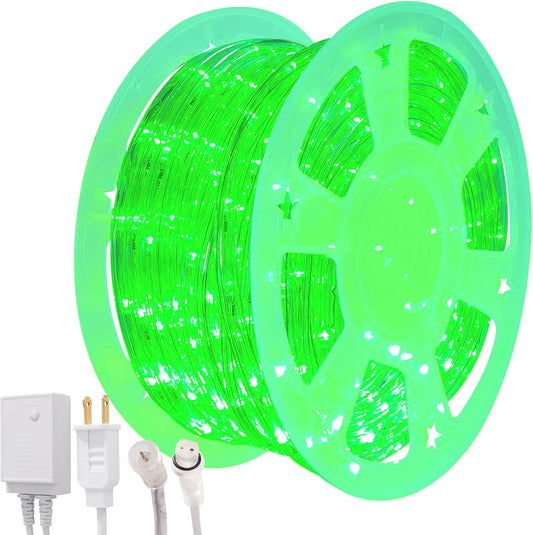 Waterproof LED Rope Lights, Connectable & Flexible with 8 Modes, Outdoor Lighting for Deck, Garden, Pool, Patio & Christmas Decor (Green, 100ft)