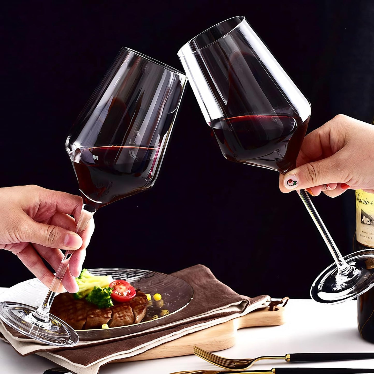 KAMMAK Wine Glasses Set of 2, 18 oz Hand Blown Crystal Bordeaux Wine Glasses, Thin Rim & Long Stem, Perfect for Red & White, Daily Use, Wedding Anniversary or Birthday Gift with Gift Box, S83BJ54