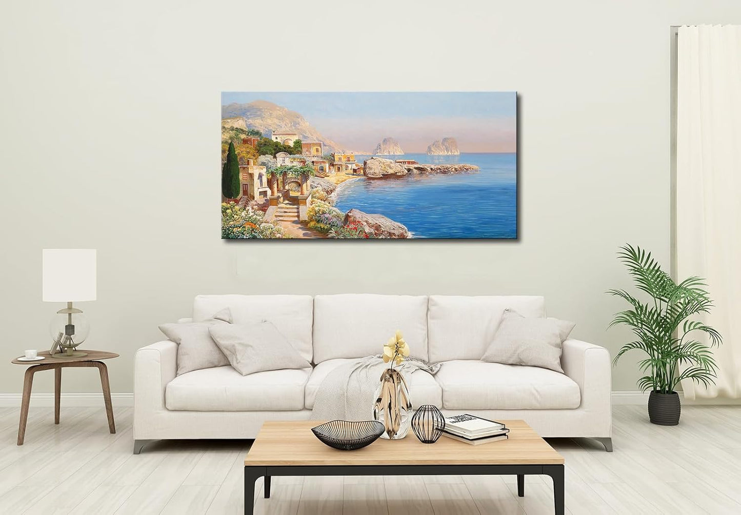 msspart Vintage Mediterranean Landscape by Gottfried Arnegger Canvas Wall Art Farmhouse Country Painting Picture Nature Artwork Poster Decor for Bedroom Living Room Office 20"x40"