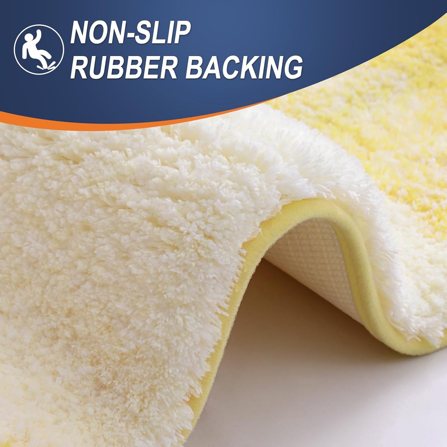 OLANLY Bathroom Rug Set 2 Piece, Soft Absorbent Microfiber Bath Rug Set, Non-Slip, Machine Wash Dry, Plush Shaggy Bath Mats for Bathroom (30"x20"+24"x16", Yellow)