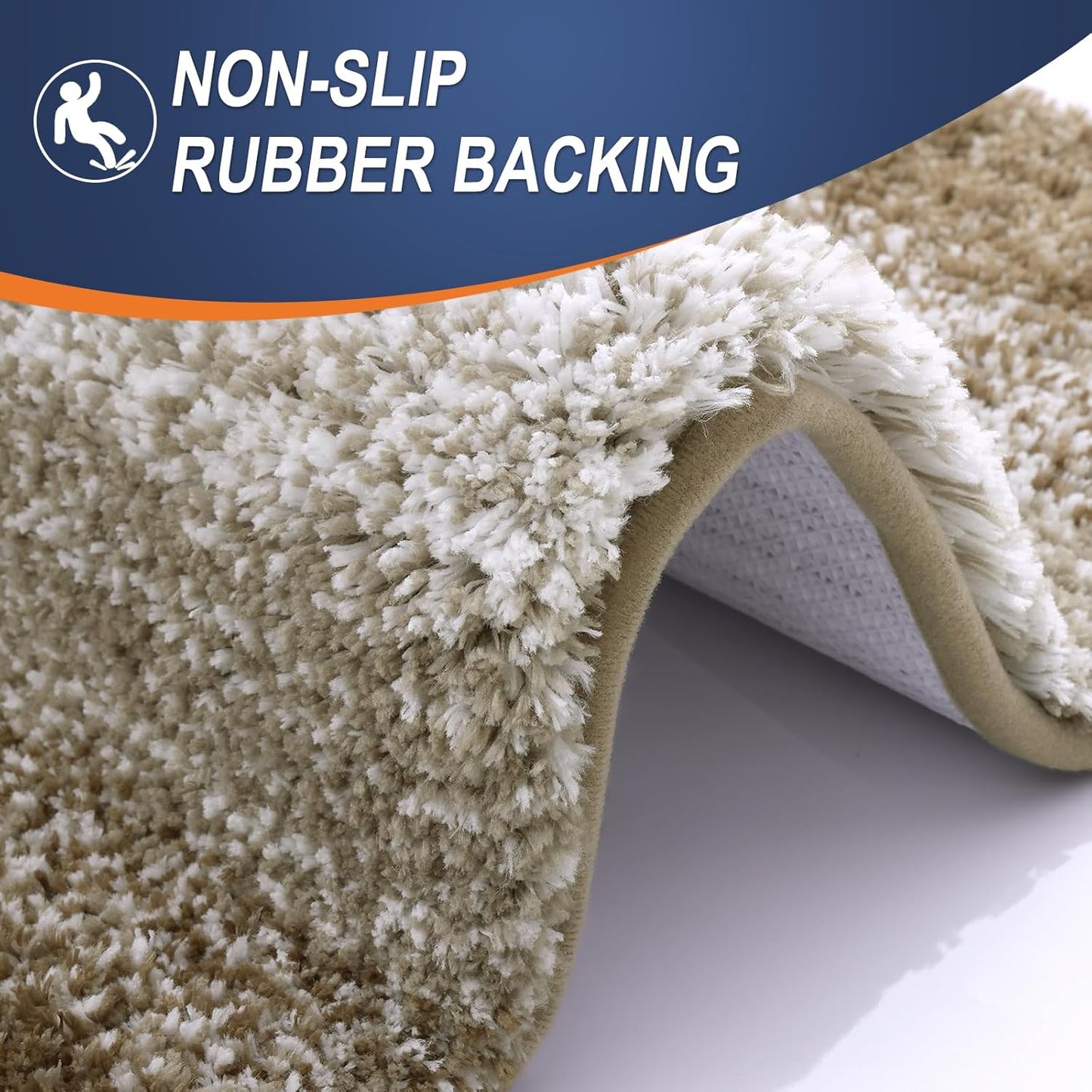 OLANLY Bathroom Rug Set 2 Piece, Soft Absorbent Microfiber Bath Rug Set, Non-Slip, Machine Wash Dry, Plush Shaggy Bath Mats for Bathroom (47"x20"+24"x16", Coffe)