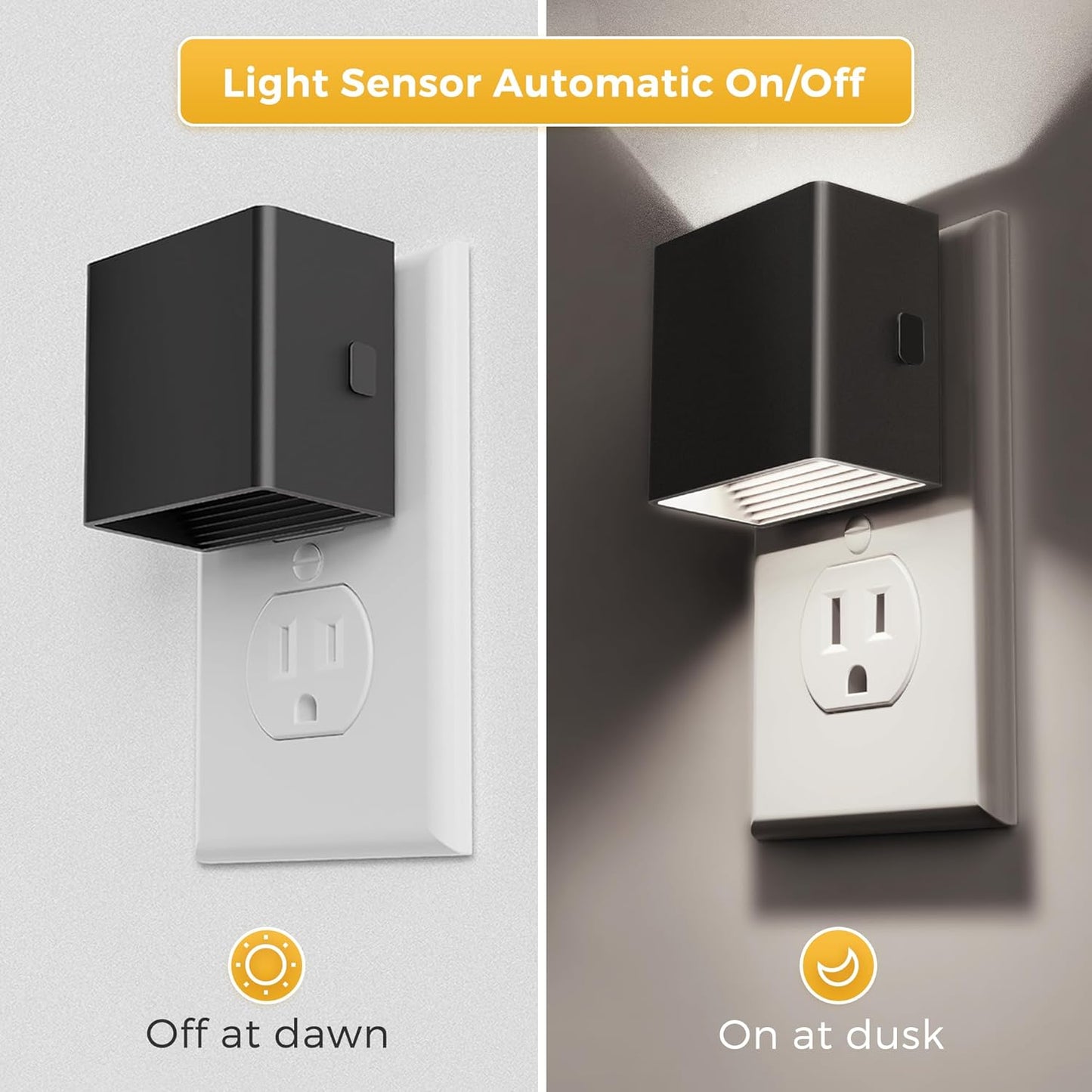 L LOHAS LED Night Light,Night Lights Plug into Wall,[2-Pack] Dimmable Night Light with Light Sensor,5000K Daylight White,Modern Nightlight for Bathroom Hallway Kitchen