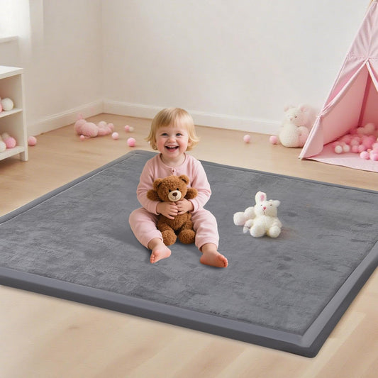 Baby Play Mat for Floor, 50 X 50x 1.3" Memory Foam Playpen Mat,Ultra Soft Tummy Time Mat with Non-Slip Backing, Baby Crawling Mat Child Nursery Rug for Infant, Toddlers, Kids (Dark Gray)