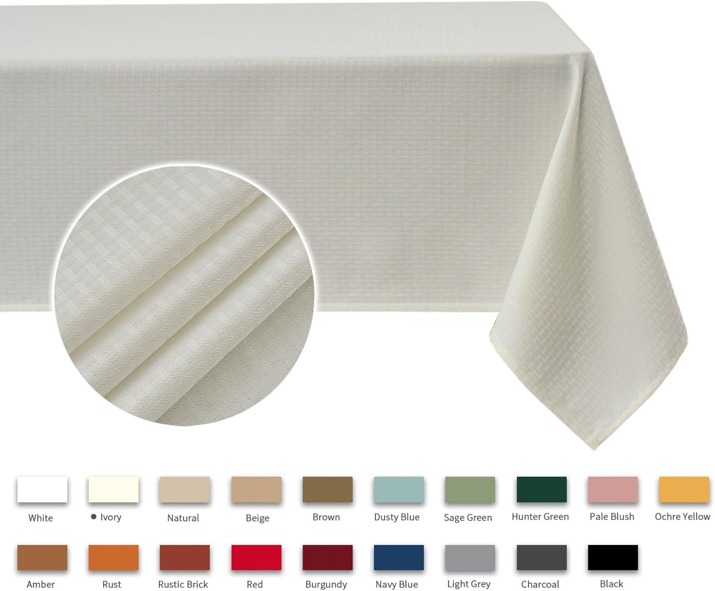 maxmill Weaved Texture Tablecloth Water Resistance Antiwrinkle Spillproof Soft Washable Table Cloth for Dining Room, Buffet Banquet Parties Holiday Dinner, Rectangular 60 x 108 Inch, Ivory