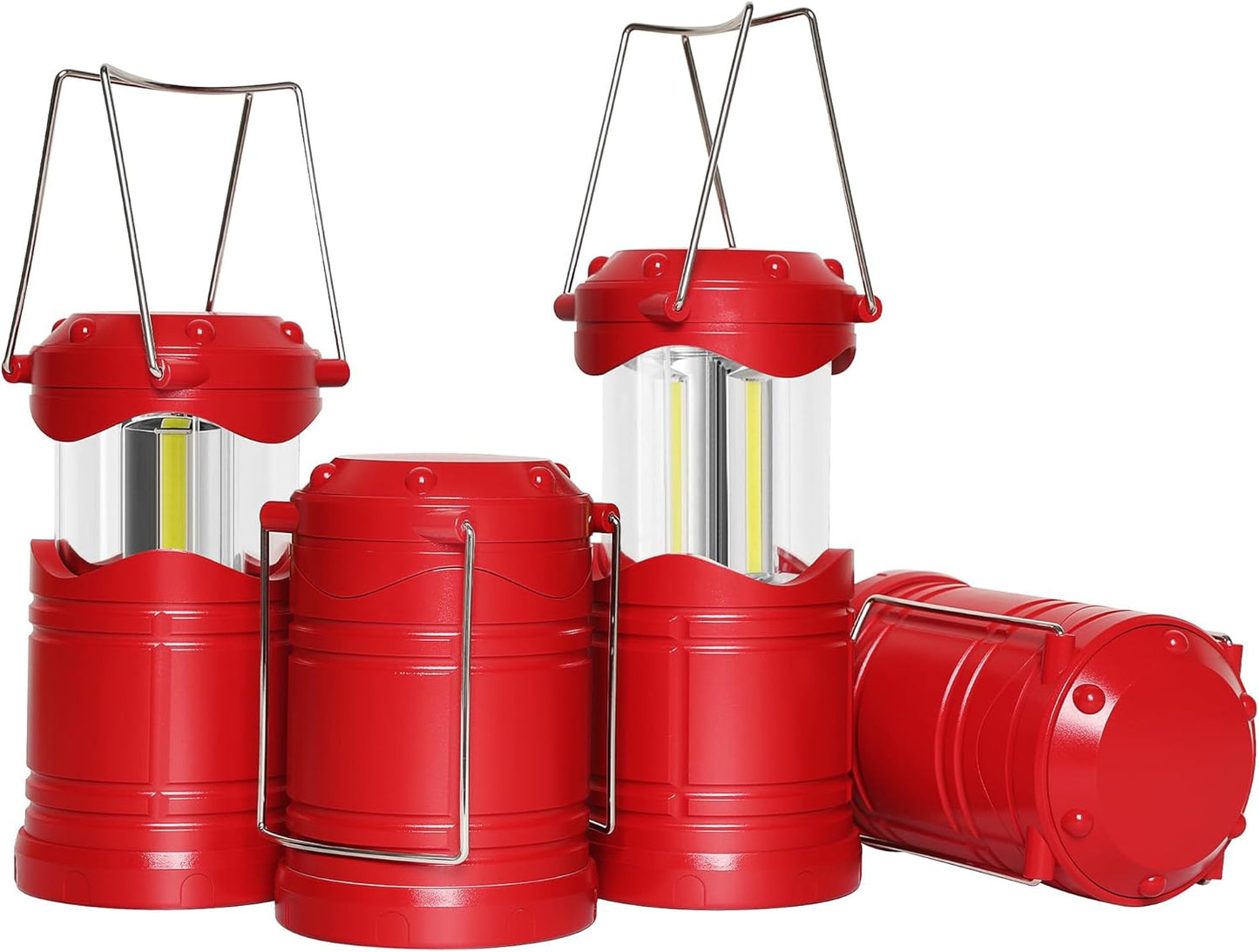 Lichamp LED Camping Lantern, 4 Pack Battery Powered Flashlight for Power Outages, Portable Collapsible Hanging Light Essential for Home, Outdoor, Emergency Lamp Survival Kit Gear for Hurricane, Red