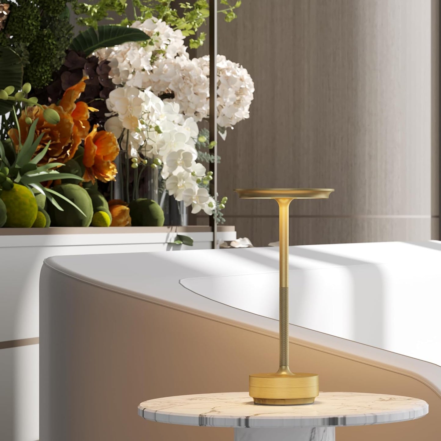 Cordless Rechargeable Table Lamp,LED Portable Touch 5000mAh Battery Operated Table Lights,with Memory Function 3-Level Brightness for Patio,Bars,Bedroom,Outdoor,Dinner,café(2P Gold)