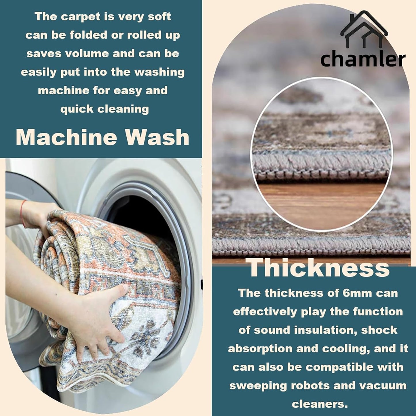 10'x14' Washable Area Rug Boho Chic Medallion Distressed Design Non-Shedding Easy Care Ideal for High Traffic Areas in Rug for Living Room Bedroom Office Coffee Table Large Carpet