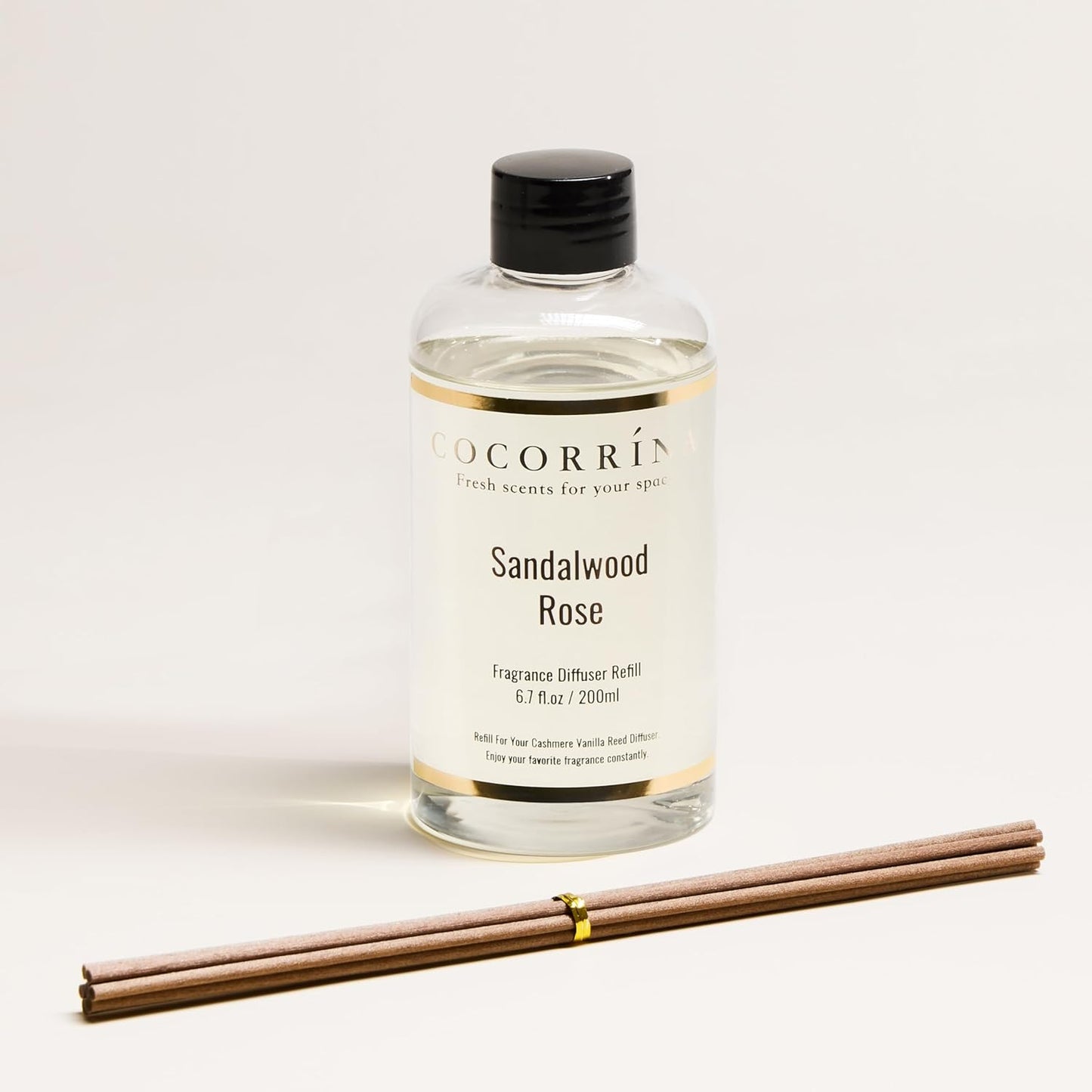 COCORRÍNA Refill - Sandalwood Rose 6.7 Fl.oz Reed Diffuser Refill with 8 Sticks