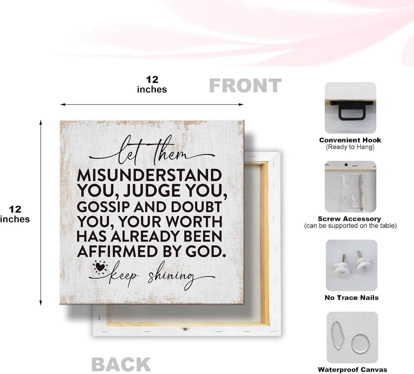 Inspirational Therapy Office Decor Canvas Wall Art Framed Painting Prints Wall Decor Rustic Motivational Decorative Mental Health Decorations for Bathroom Home Office Accessories,11.8x11.8 Inch