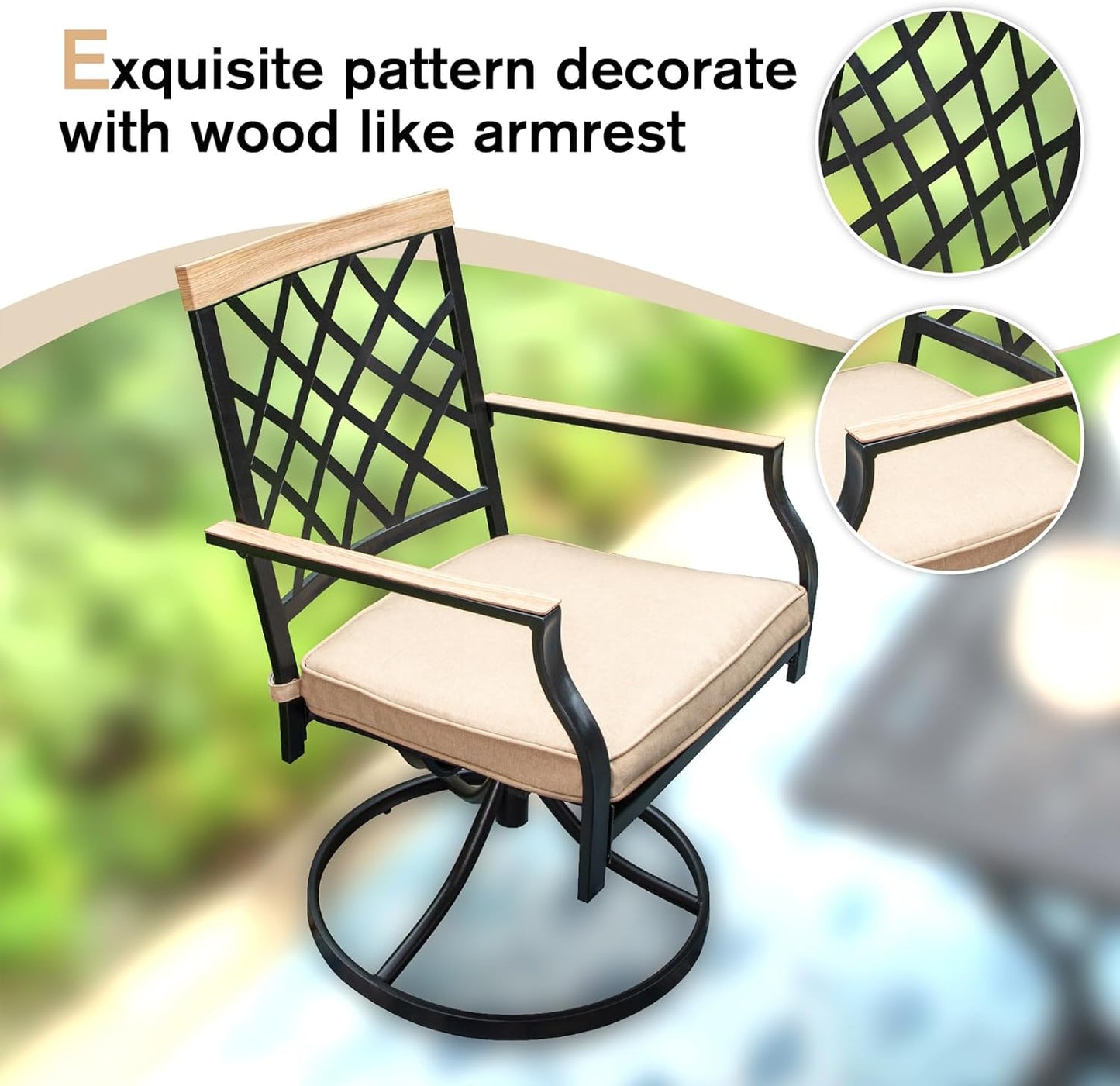 MFSTUDIO Outdoor Dining Set for 6, Patio Dining Sets with Expandable Table, 7 Piece Metal Patio Table and Chairs Set, Outdoor Patio Furniture Set for Deck Backyard Poolside Garden