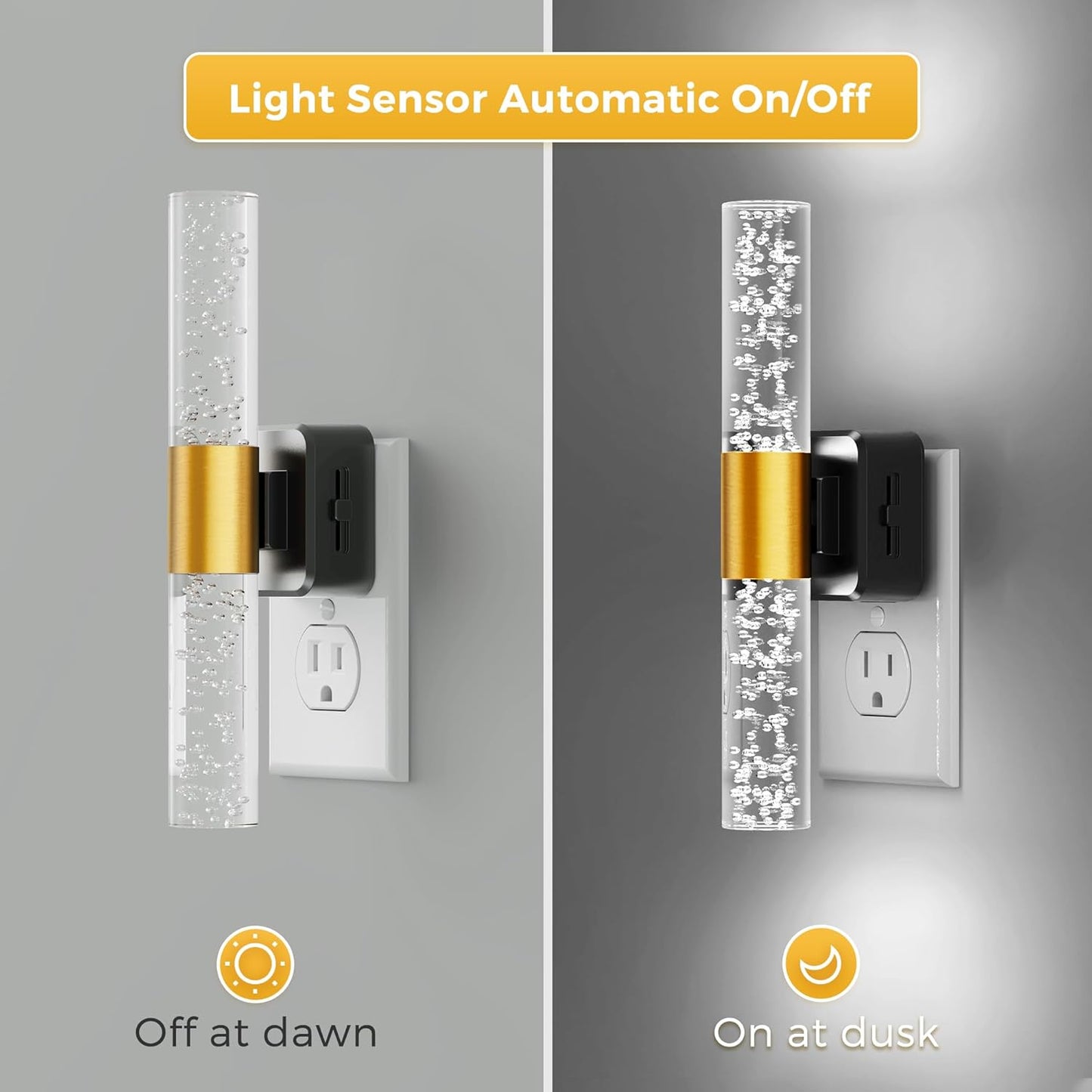 L LOHAS LED Bright Night Light, Night Lights Plug into Wall, 180° Rotating, Daylight White 5000K, Auto Light Sensor, Dimmable Nightlights for Bedroom Bathroom Hallway, 1 Pack