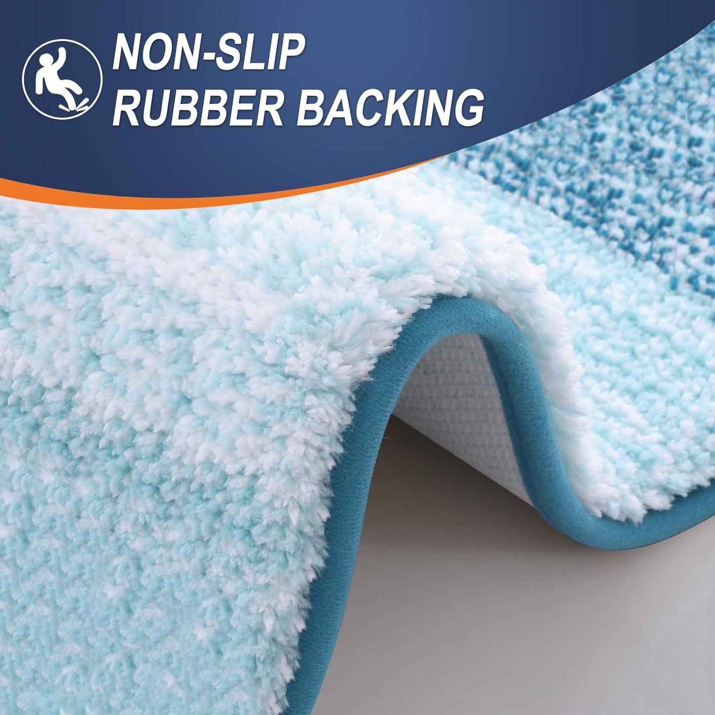 OLANLY Bathroom Rug Set 2 Piece, Soft Absorbent Microfiber Bath Rug Set, Non-Slip, Machine Wash Dry, Plush Shaggy Bath Mats for Bathroom (47"x20"+24"x16", Peacock Blue)