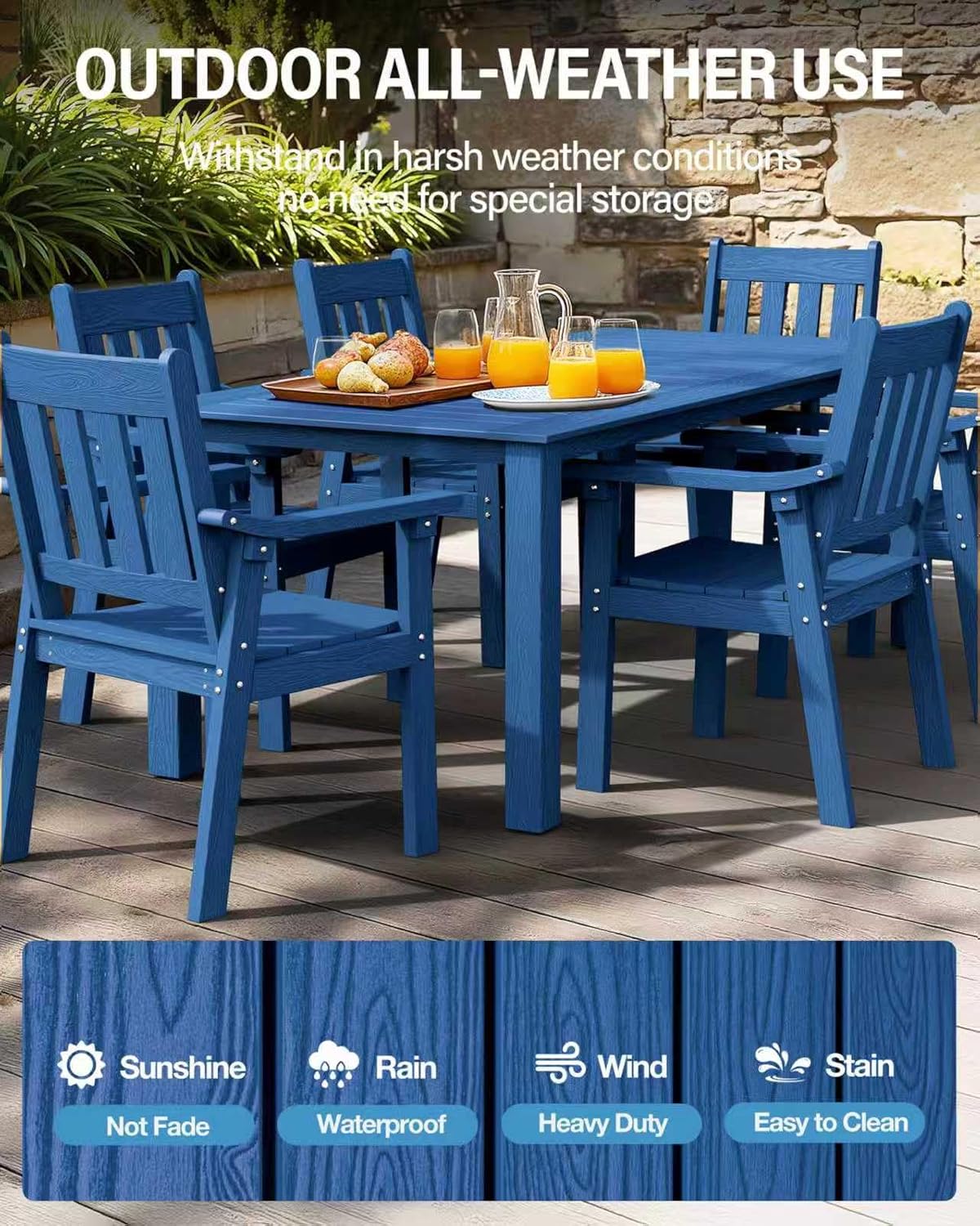 YEFU Outdoor Patio Dining Sets: All Weather 12 Piece Dining Table Set for 10 with Umbrella Hole & Aluminum Frame - Outdoor Furniture Patio 2 Table and 10 Chairs for Outside Backyard/Porch/Deck Blue