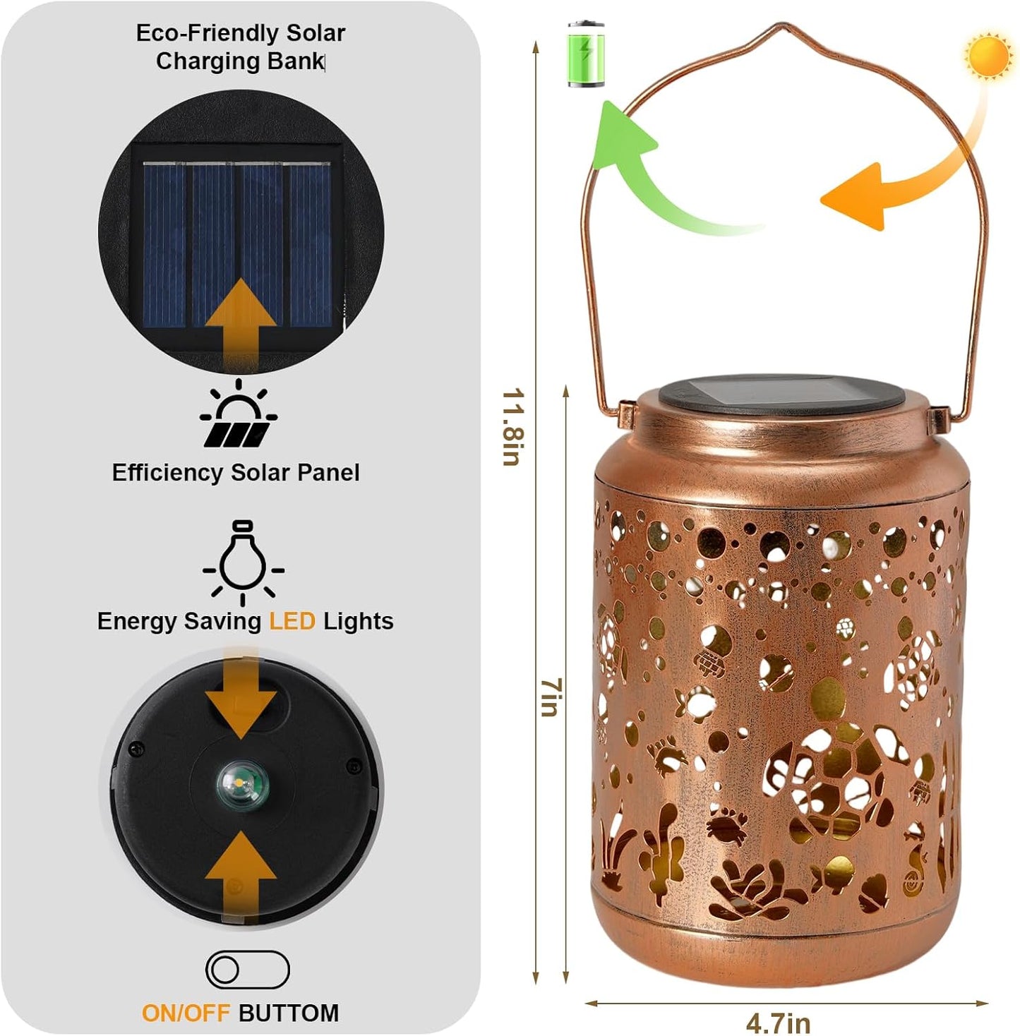 Turtle Solar Lantern Outdoor Turtle Decor Garden Decor Waterproof Decor Light Hanging Solar Lights Yard Decor, Gifts for Women Gifts for Mom Gifts for Grandma Turtle Gifts