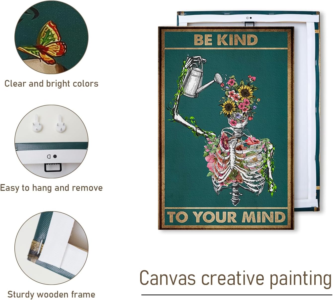 DIHSIEG Inspirational Canvas Wall Art Funny Bathroom Wall Art Print Poster, Frameless Canvas Decor,with Hook, Can be Placed on the Table,Motivational Prints,Dark 12x16 Inch