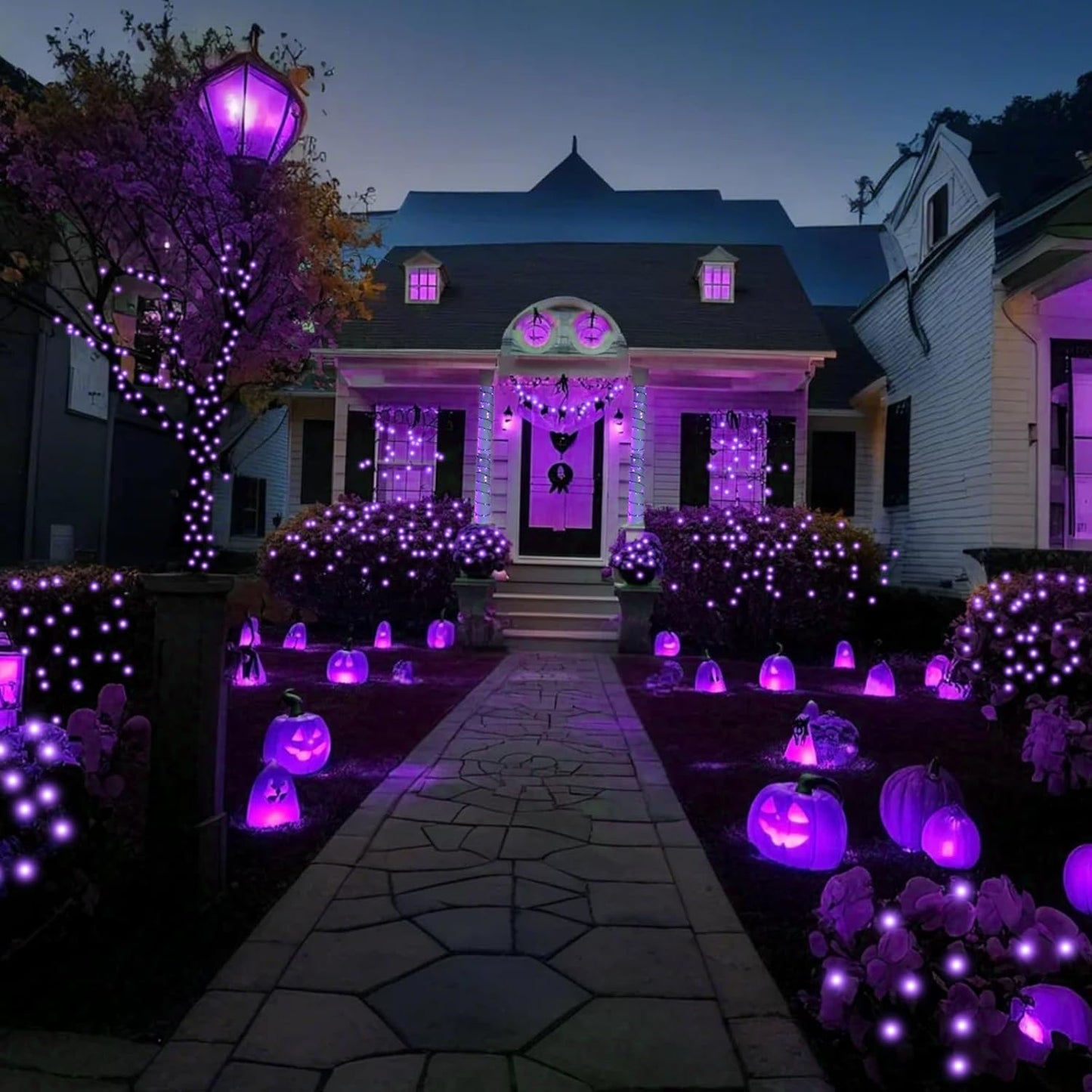 Kwaiffeo Purple Halloween Lights, 100FT 300LED String Light Outdoor Indoor, 8 Modes Connectable Purple Lights for Christmas Halloween Decorations Outside, Fairy Light for Party Yard Tree Decor