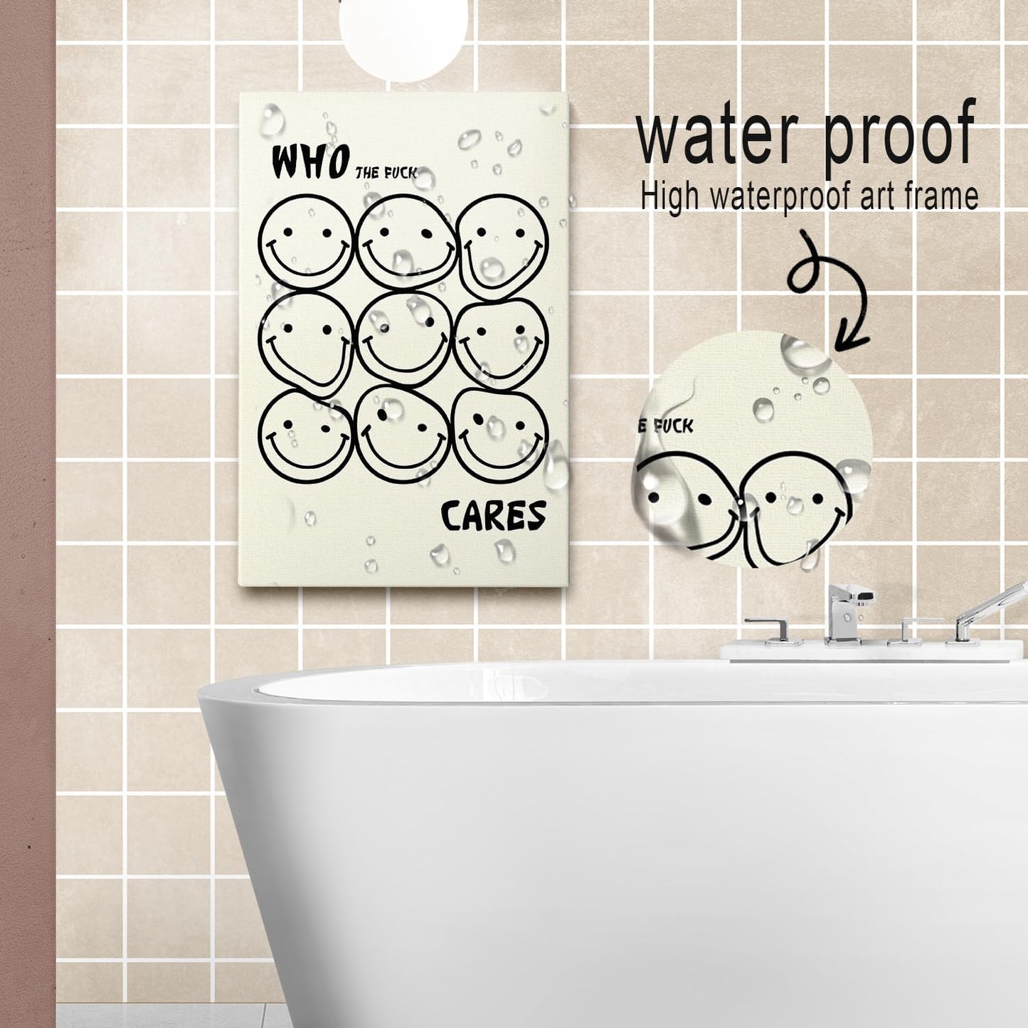 DIHSIEG Inspirational Canvas Wall Art Funny Bathroom Wall Art Print Poster, Frameless Canvas Decor,with Hook, Can be Placed on the Table,Motivational Prints,Dark 12x16 Inch