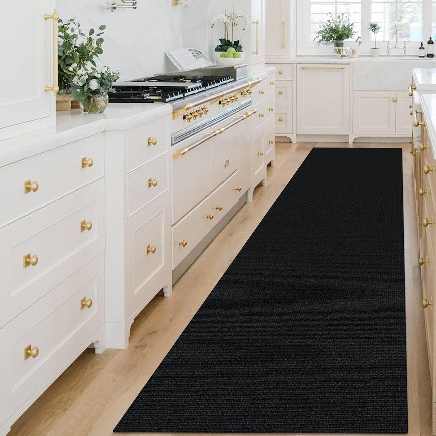 KOZYFLY Washable Runner Rug 3x14 ft Hallway Kitchen Runner Rugs with Rubber Backing Bobo Non Slip Entryway Runner Indoor, Long Carpet Runners for Hall Kitchen Entryway, Black