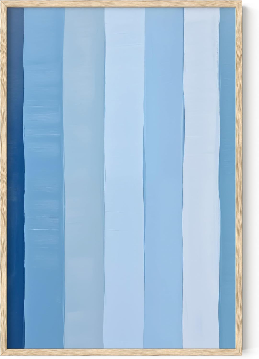 HAUS AND HUES Modern Abstract Wall Art - Blue and Green Living Room Art, Modern Artwork for Walls, Minimalist Picture for Living Room(Painted Stripes, Beige Frame, 24x36)