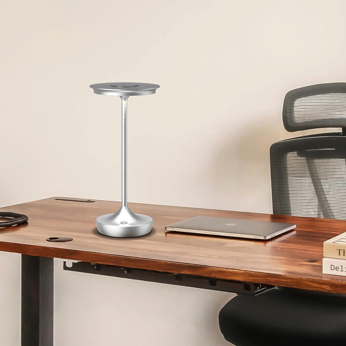 YHT Cordless Table Lamp, Restaurant Bedroom LED Rechargeable Stepless Dimming Desk Lamp, Outdoor Patio Portable 6000mAh IP54 Waterproof Table Light (Sliver 2Pack)