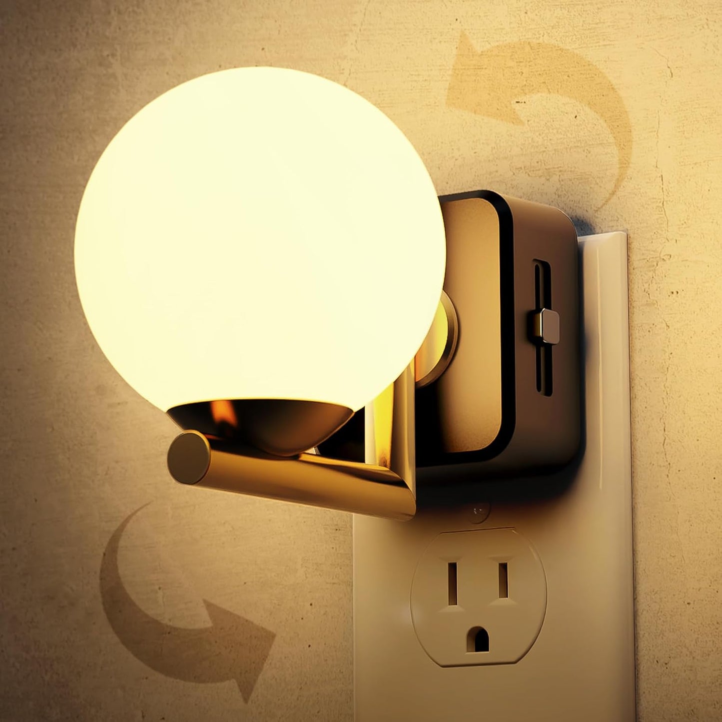 L LOHAS LED Night Lights Plug Into Wall, Dusk to Dawn Sensor, Soft White 3000K Nightlight, 0-100LM Adjustable Brightness, 180°Rotating Plug in Night Light for Bathroom, Hallway, Bedroom, Stairway