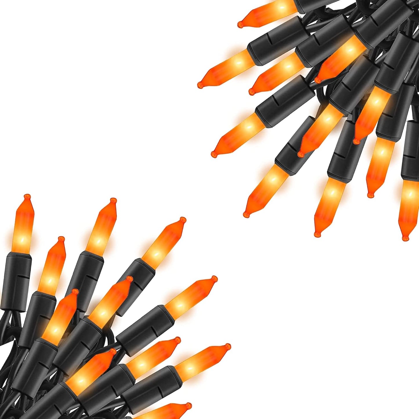 TW SHINE Orange Halloween Lights, 2 Pack 20FT 100 Count Incandescent Mini String Lights, Waterproof Halloween Decorations for Outdoor Indoor Patio Home Party Garden Yard Decor