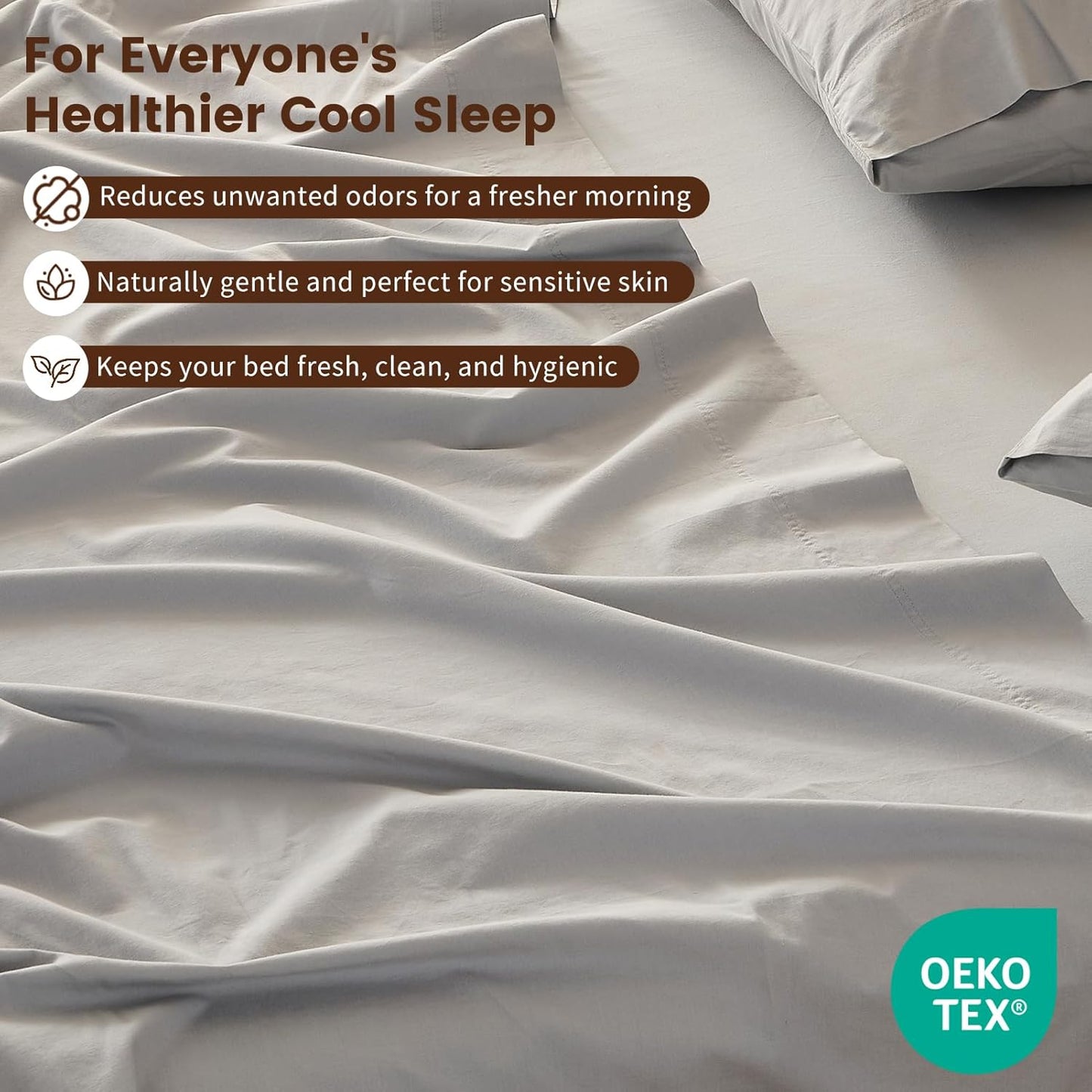 100% Linen Sheet Set King Size Extra Deep Pocket Fits 18-24 Inch Mattress, Breathable & Soft, Smooth 4-Piece Set for Thick Mattresses Hotel Luxury Bedding（King, Grey）