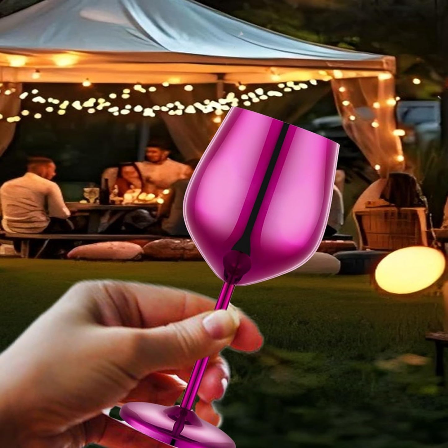 Stainless Steel Wine Glasses Set of 2, 18 oz Unbreakable Purple Wine Glass Unique Metal Wine Goblets for Outdoor Capming and Pool Gift for Wine Lovers