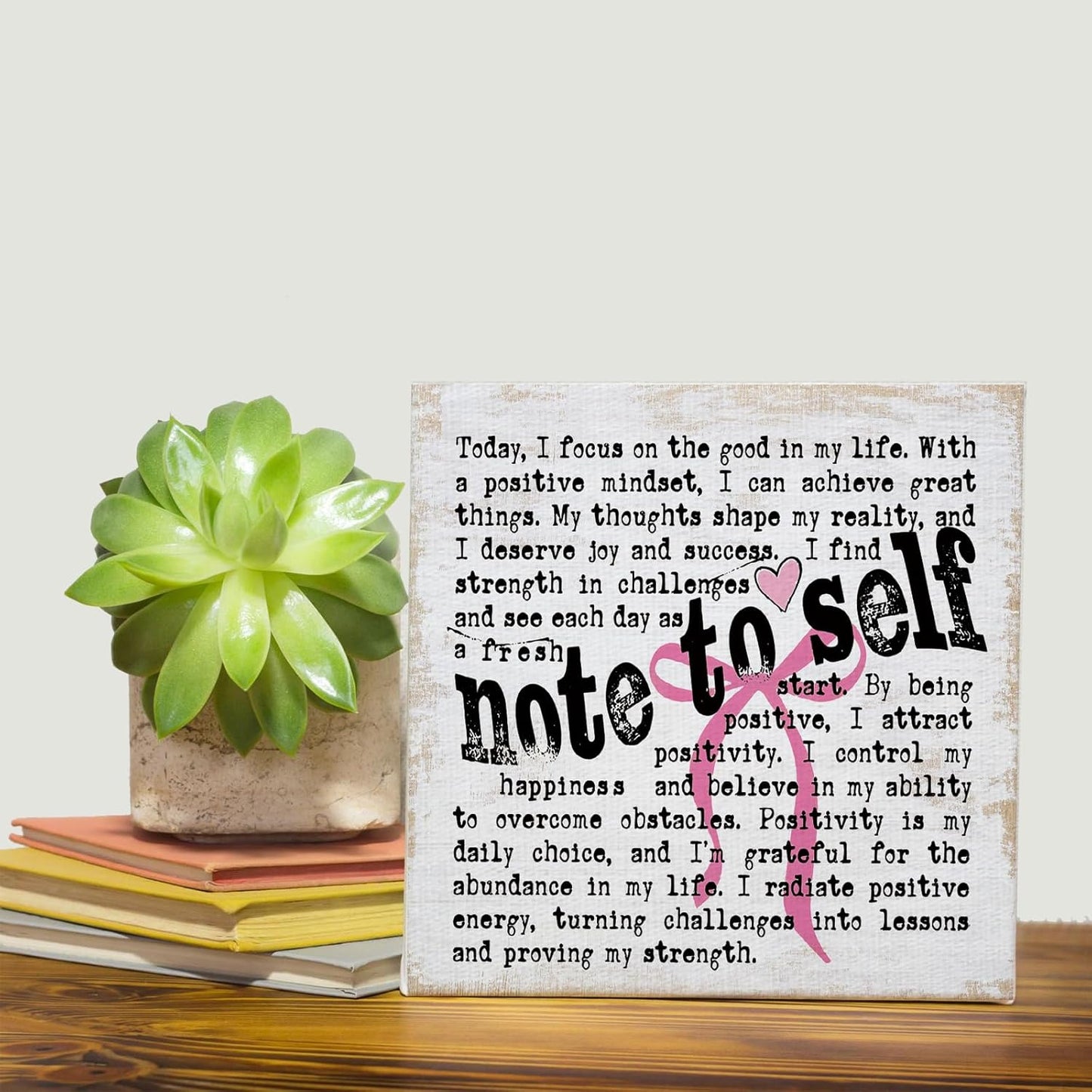 Inspirational Quotes Bow Canvas Wall Art Framed Painting Prints Wall Decor Rustic Motivational Decorative Mental Health Decorations for Bedroom Home Decor Office Accessories,11.8x11.8 Inch