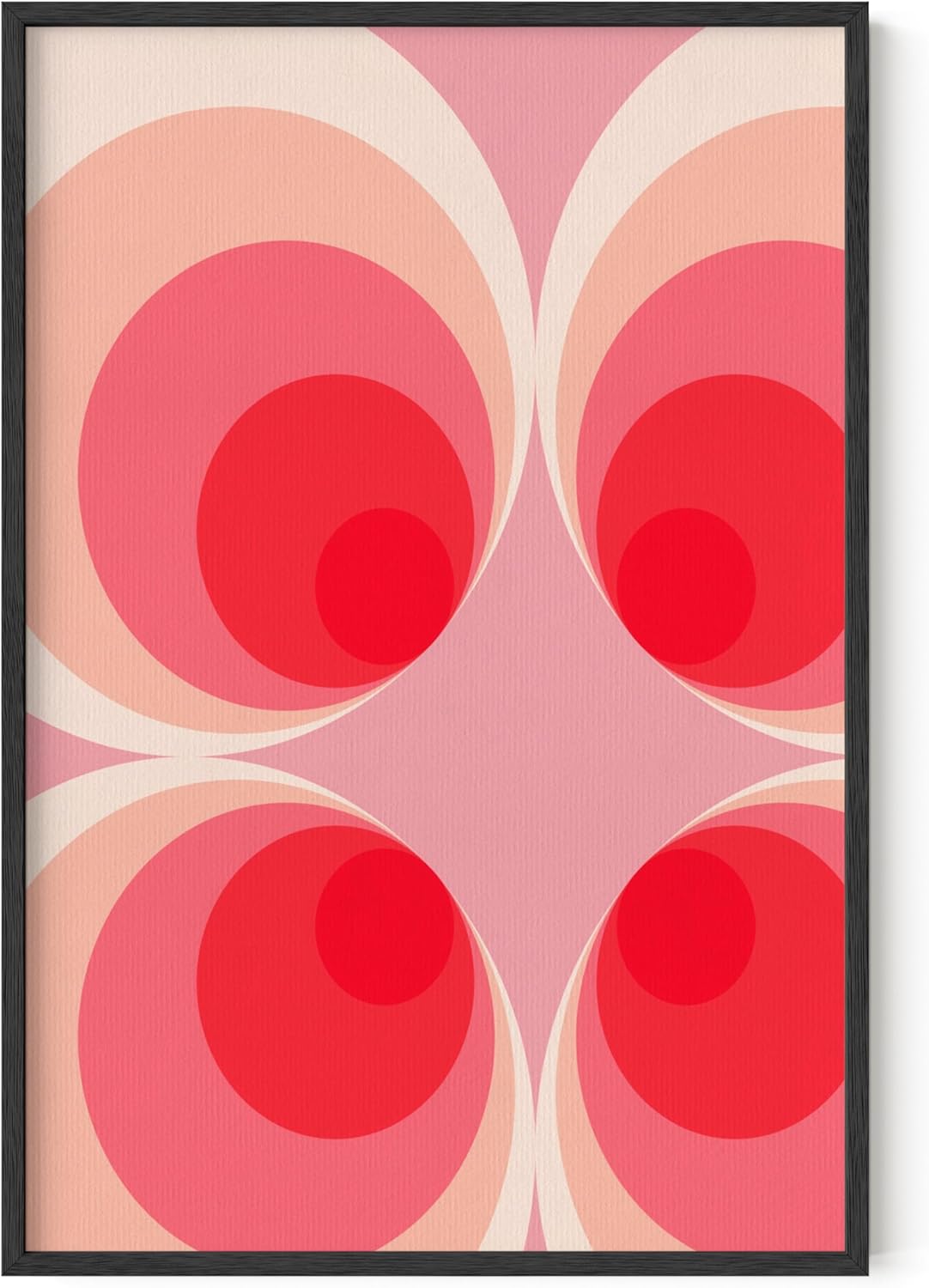 HAUS AND HUES Colorful Abstract Wall Art - Minimalist Retro Picture for Living Room Decor, Red and Pink Modern Wall Art Painting (Pink Mod, Unframed, 24x36)