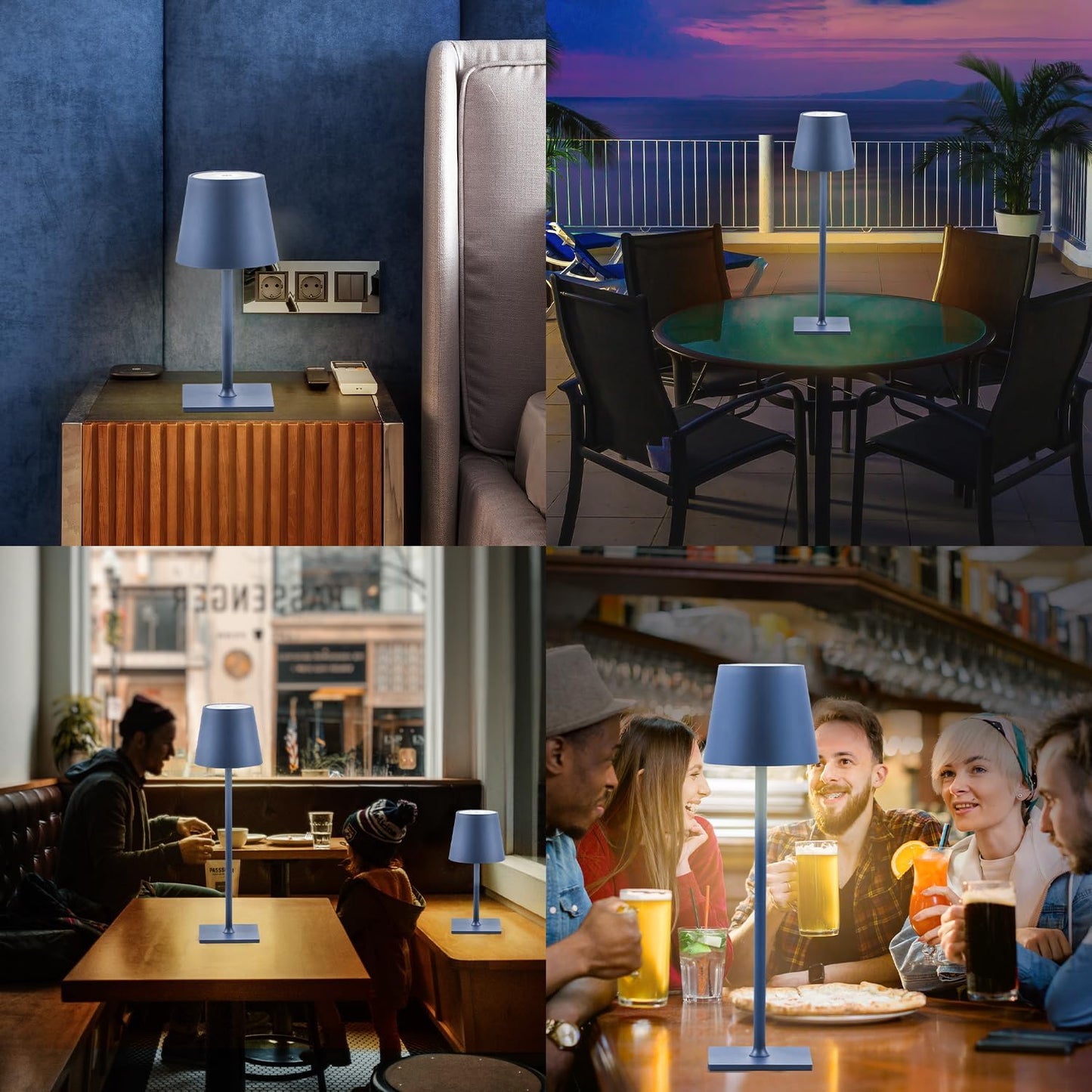 2 Pack Cordless Table Lamps, 3 Colors Stepless Dimming, 5000mAh Rechargeable Battery LED Desk Lamp for Bedroom/Couple Dinner/Desk/Cafe/Dining Room/Terrace