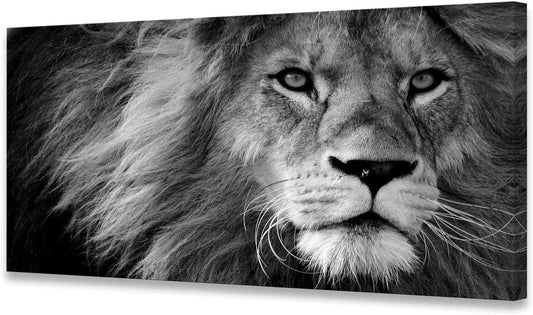 Baisuart Modern Giclee Canvas Prints Stretched Artwork Black and White Lion Pictures to Photo Paintings on Canvas Wall Art for Home Office Decorations Wall Décor XXLarge 30x60inch