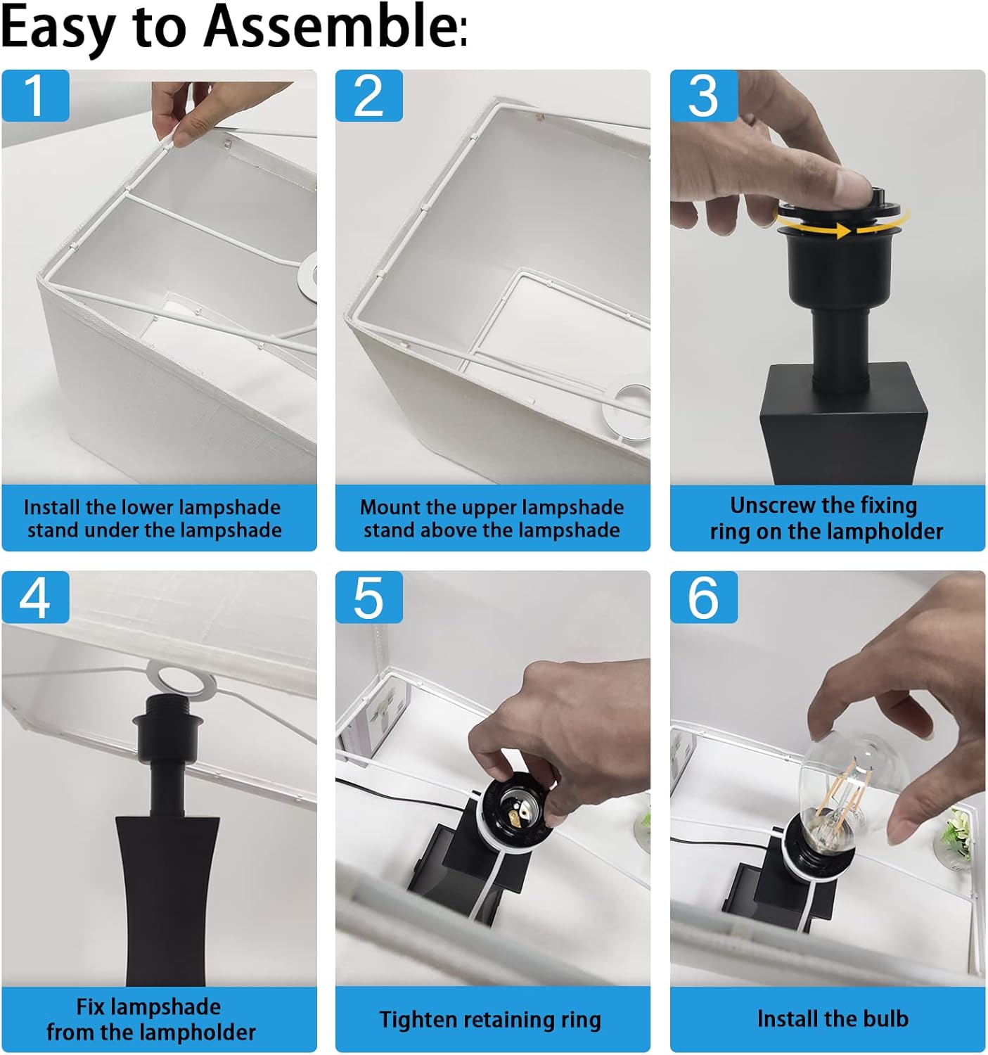 Set of 2 Touch Control Table Lamps 21.6" 3-Way Dimmable Bedside Nightstand Lamp with Type C/USB Charging Port & Outlet Desk Lamp for Living Room Bedroom Office and Hotel Bulb Included