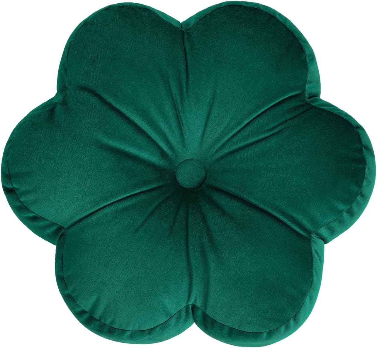 Xuyier Flower Pillow, Flower Shaped Pillow with Velvet for Couch Bed Chair Sofa, Home Decor Floor Seating Cushion Cute Throw Pillows for Living Room Bedroom (15 Inches, Dark Green)