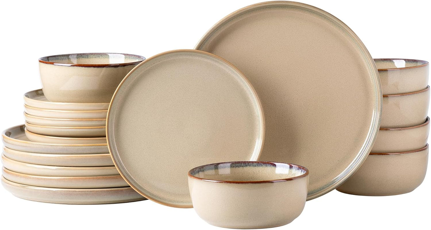 AmorArc Stoneware Dinnerware Sets,Round Reactive Ceramic Plates and Bowls Set,Highly Scratch Resistant | Dishwasher & Microwave Safe Dishes,Dishware Service for 8 (24pc)