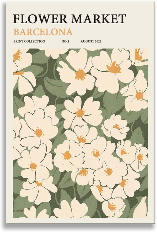 Zzuyi Flower Market poster Decor Green And White Fresh Art poster Canvas poster for Living Room, Bed Room, Office Home Decoration Gift- 16X24 In Unframed